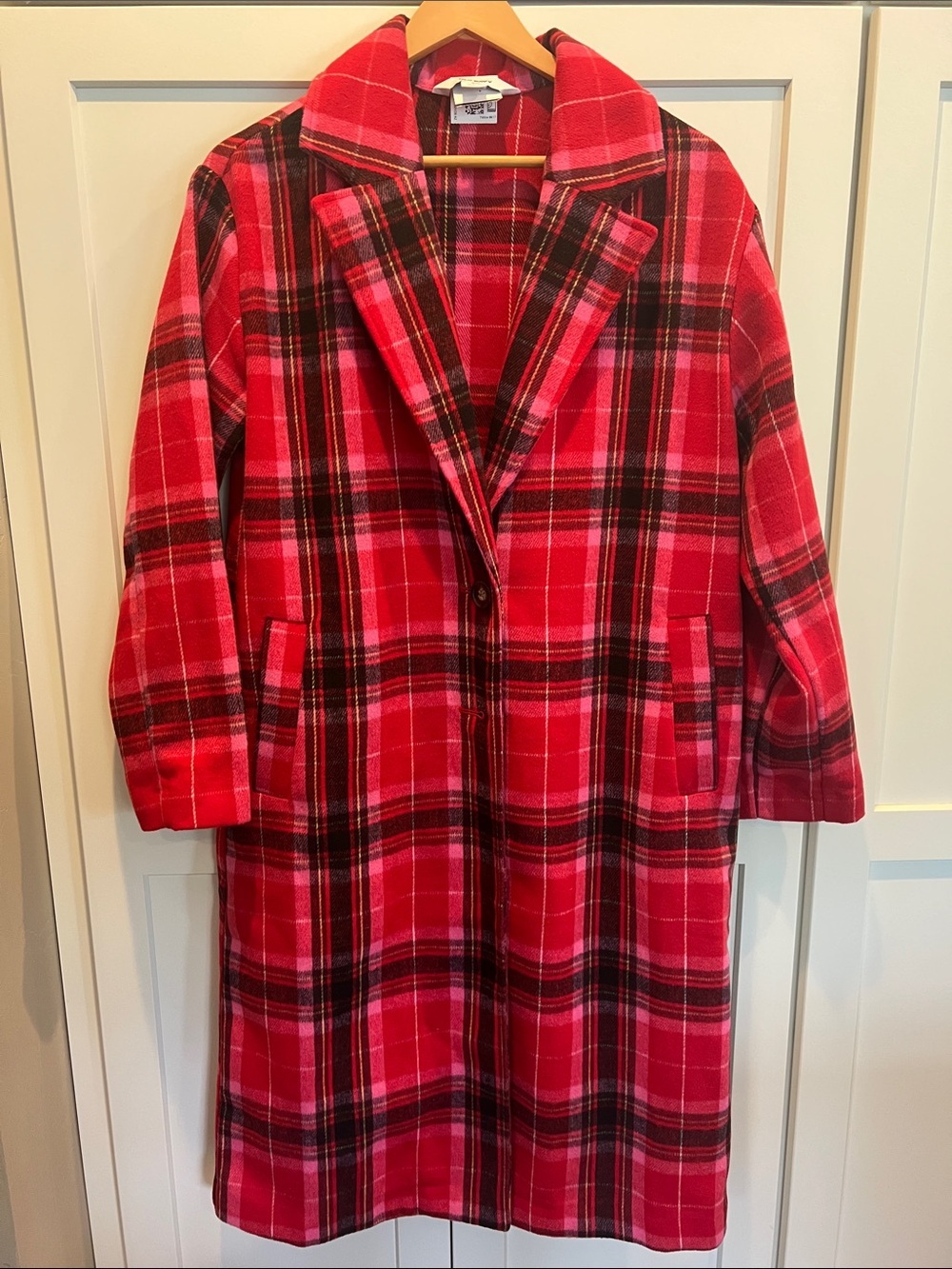 Old Navy Soft-Brushed Tartan Plaid Long Trench Coat - Small